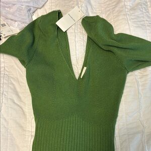 Green sweater body suit